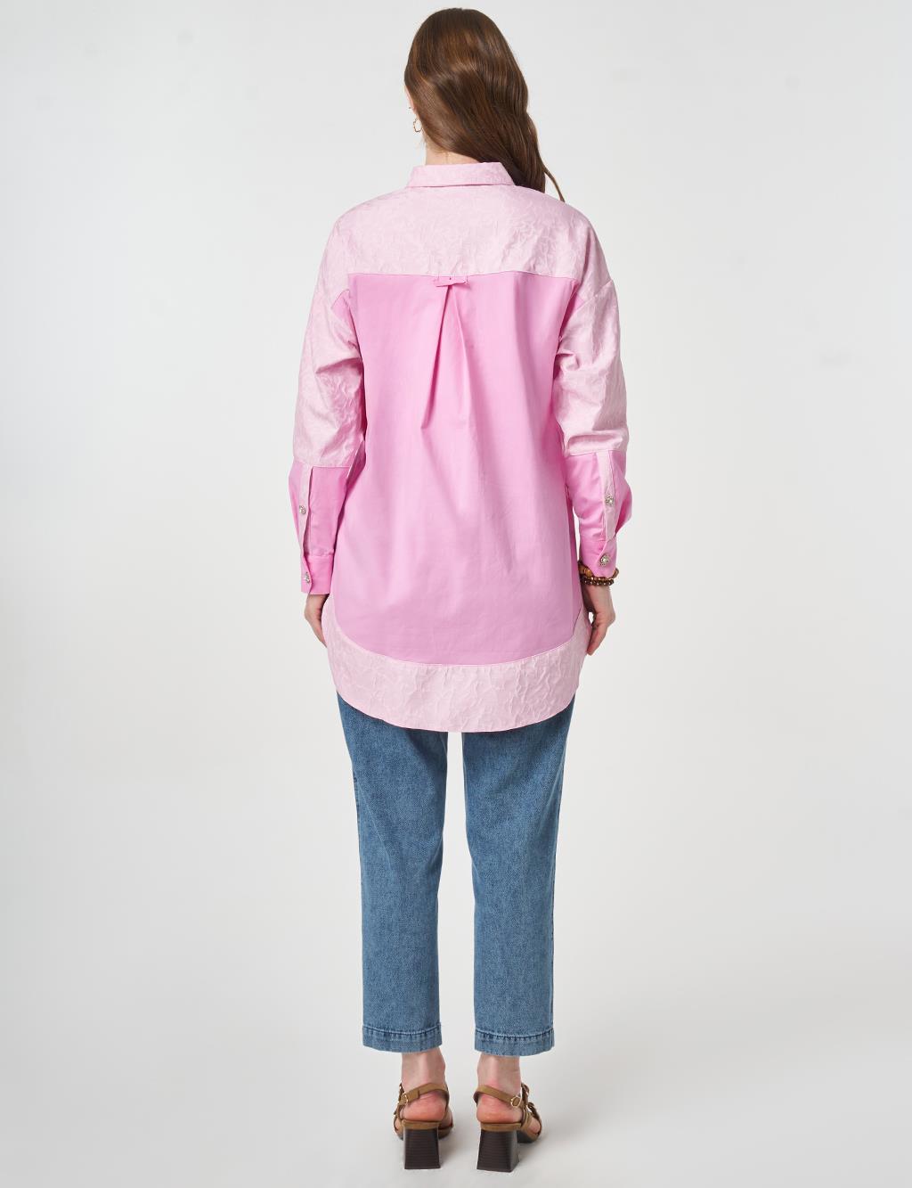 Fabric-Trimmed Cotton Tunic Candy Pink