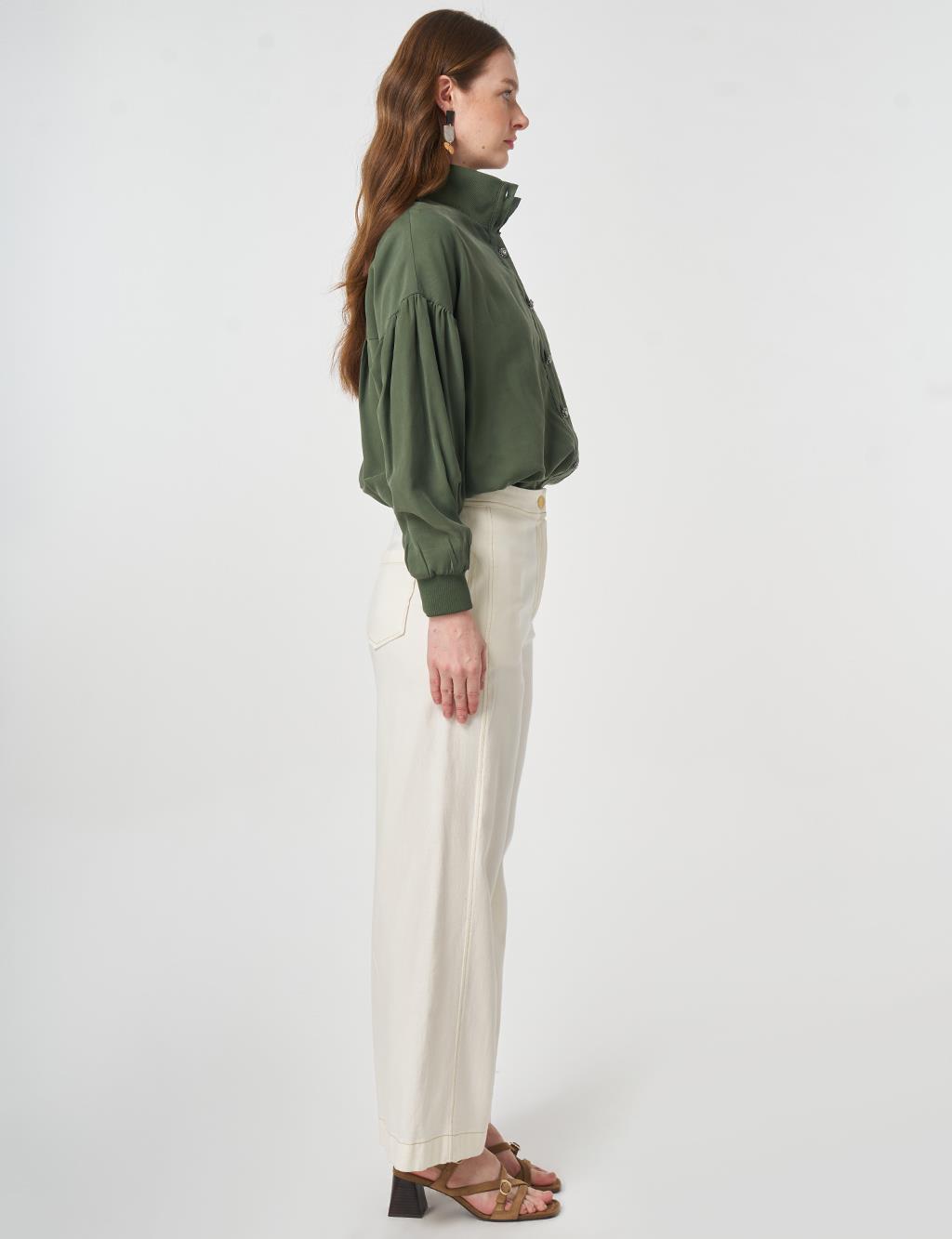 Relaxed Fit Non Denim Pants Ecru