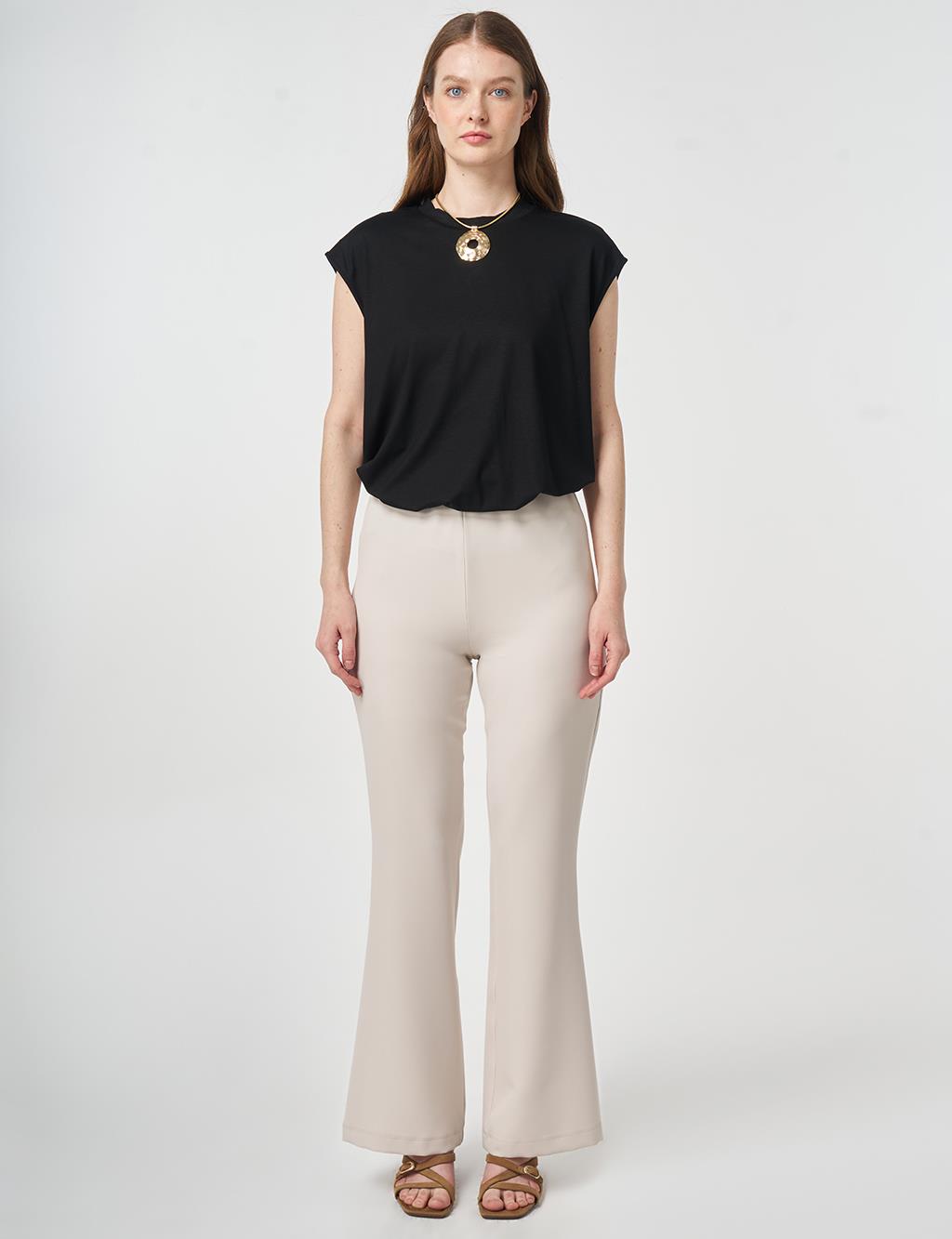 Basic İspanyol Paça Pantolon Açık Gri