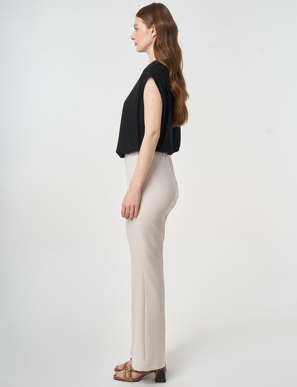 Basic İspanyol Paça Pantolon Açık Gri