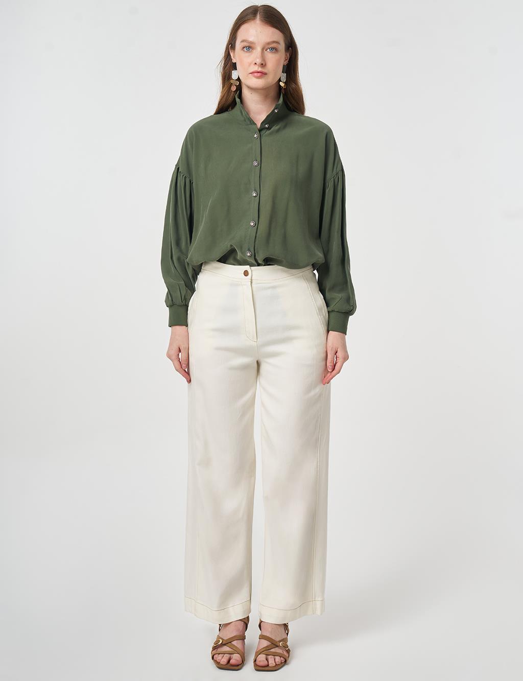 Relaxed Fit Non Denim Pants Ecru
