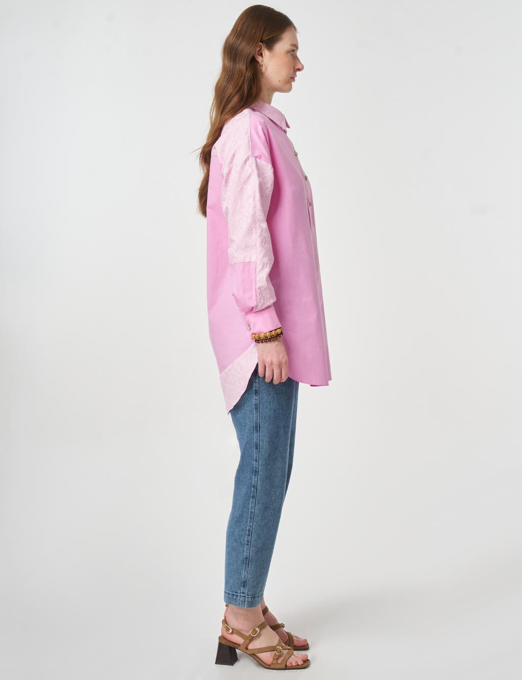 Fabric-Trimmed Cotton Tunic Candy Pink