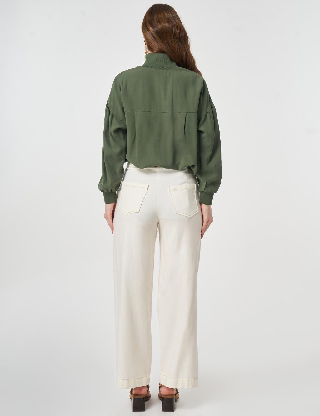 Relaxed Fit Non Denim Pants Ecru