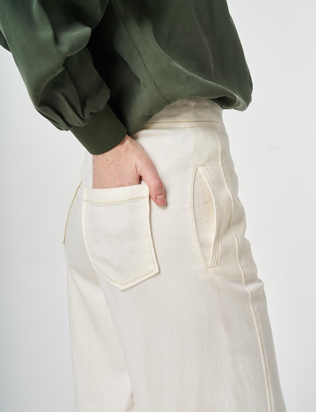 Relaxed Fit Non Denim Pants Ecru