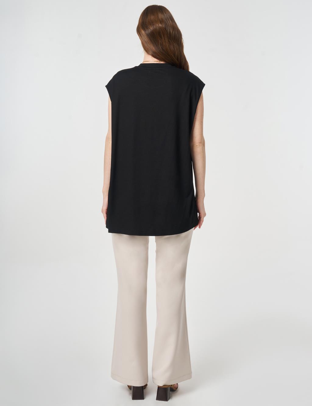 Sleeveless Knitted Blouse Black