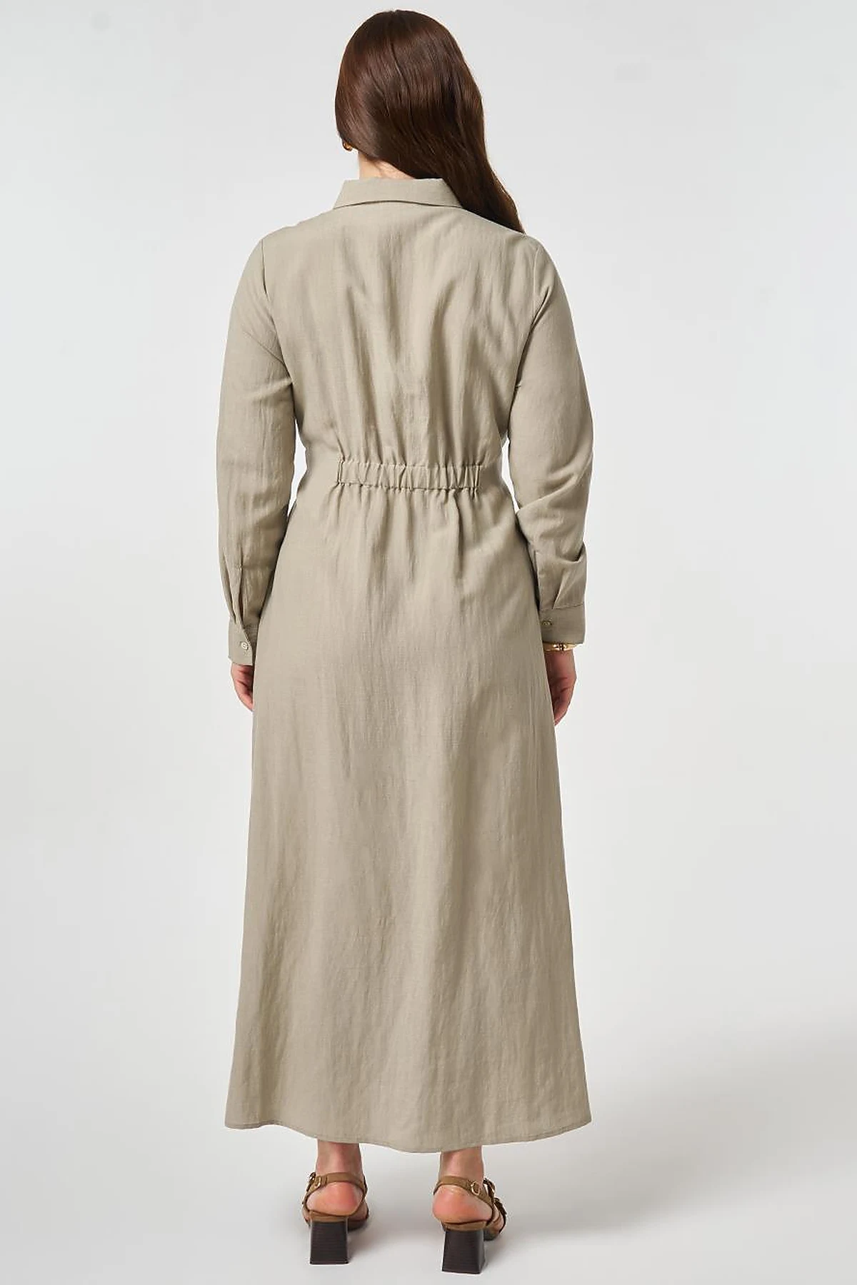 Lyocell Viscose Dress with Waist Detail Moss Green