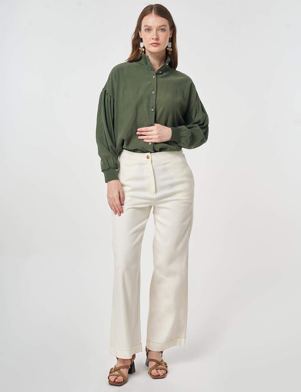 Relaxed Fit Non Denim Pants Ecru