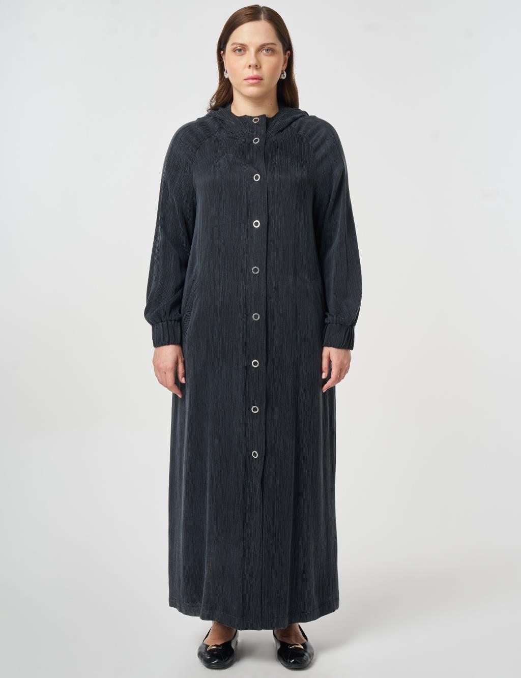 Hooded Lyocell Viscose Overcoat Black