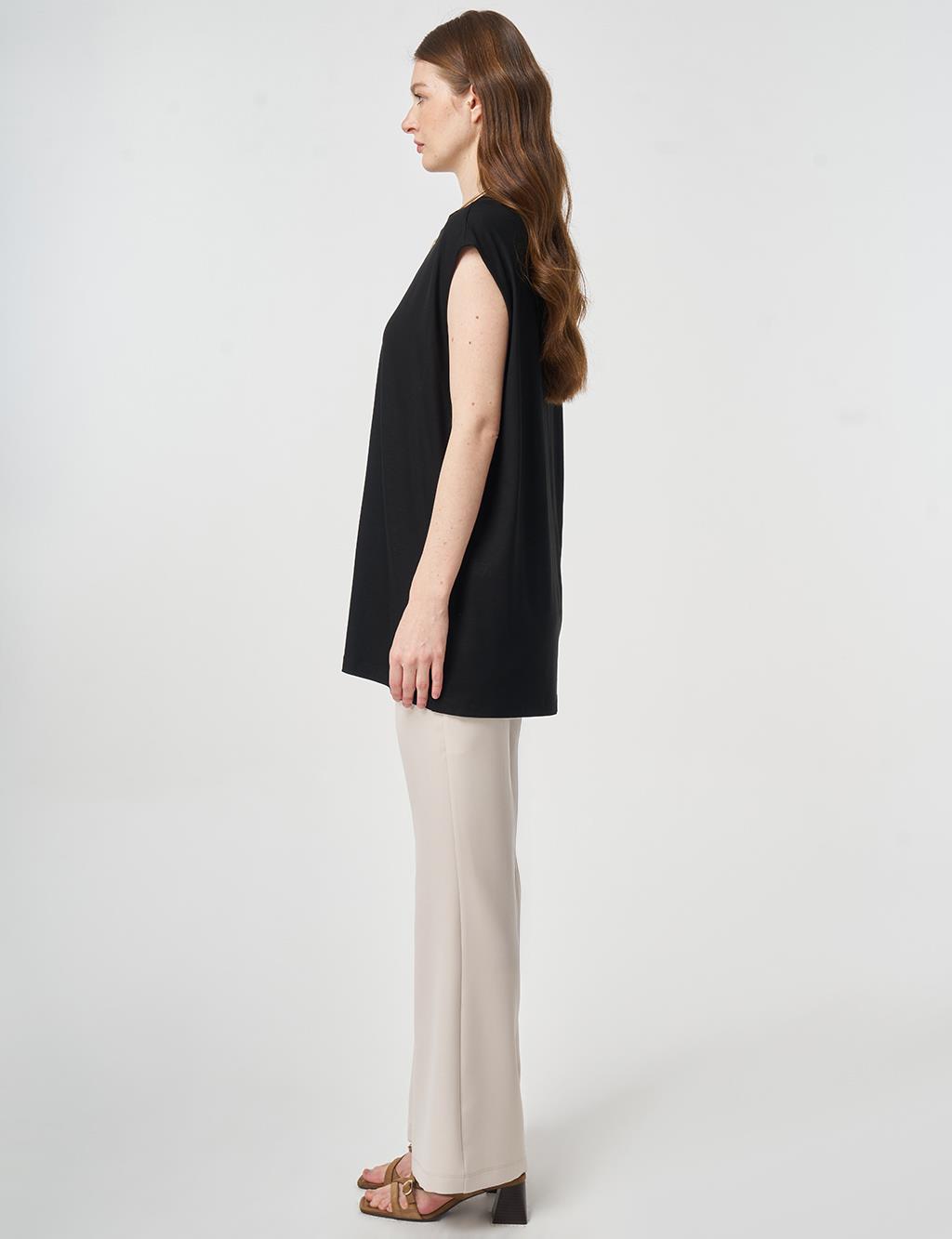 Sleeveless Knitted Blouse Black