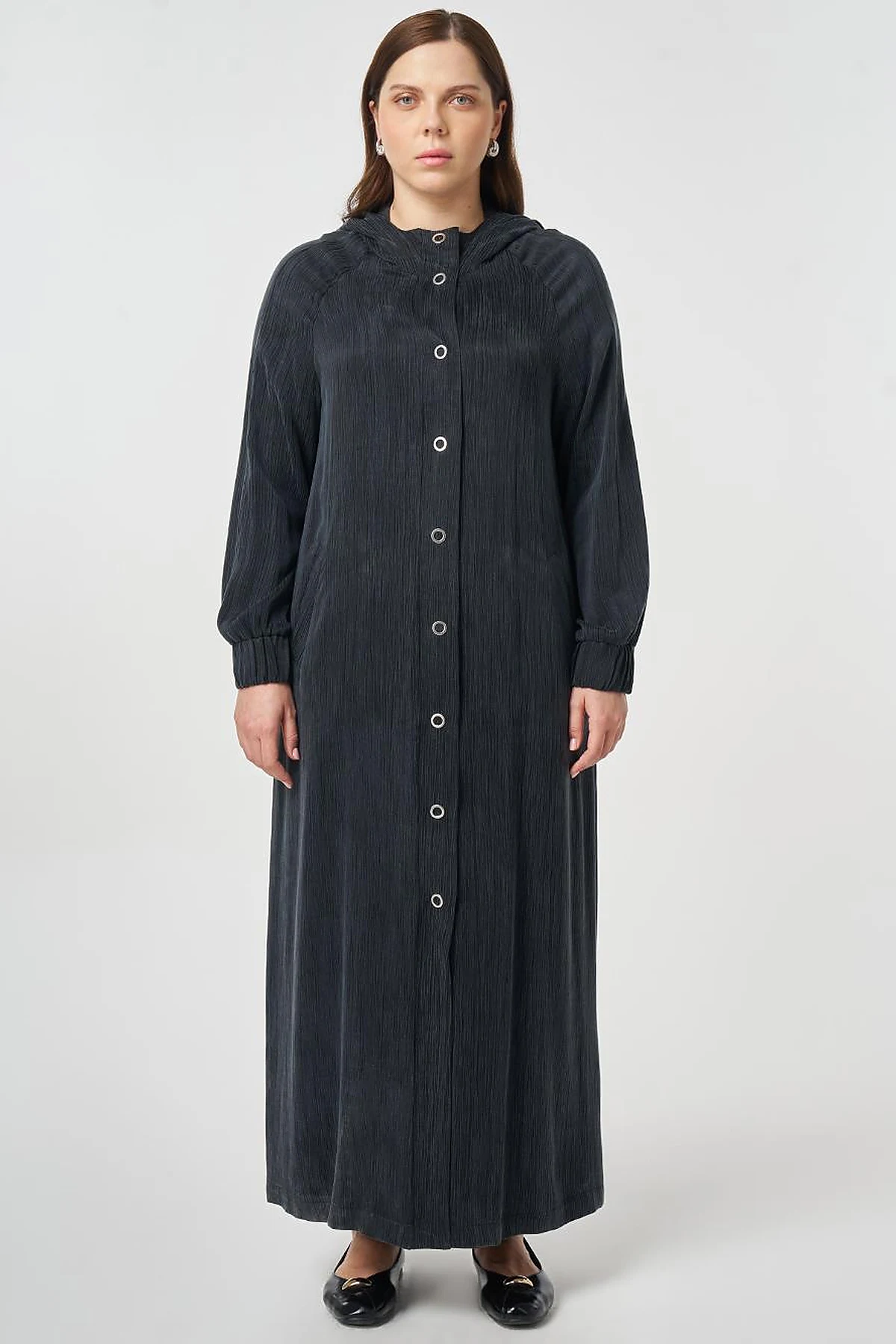 Hooded Lyocell Viscose Overcoat Black