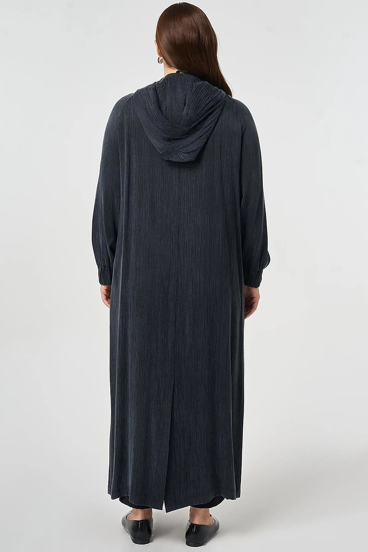Hooded Lyocell Viscose Overcoat Black