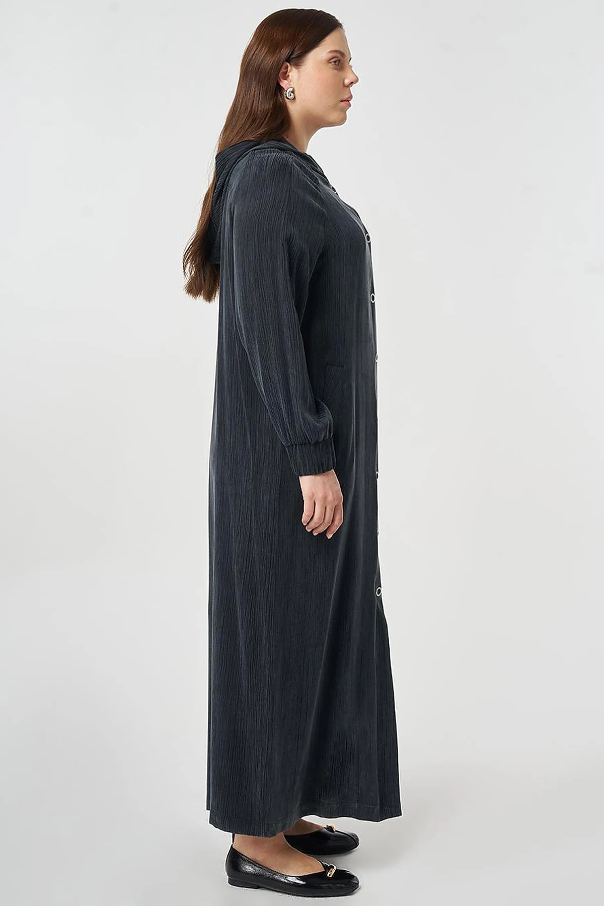 Hooded Lyocell Viscose Overcoat Black