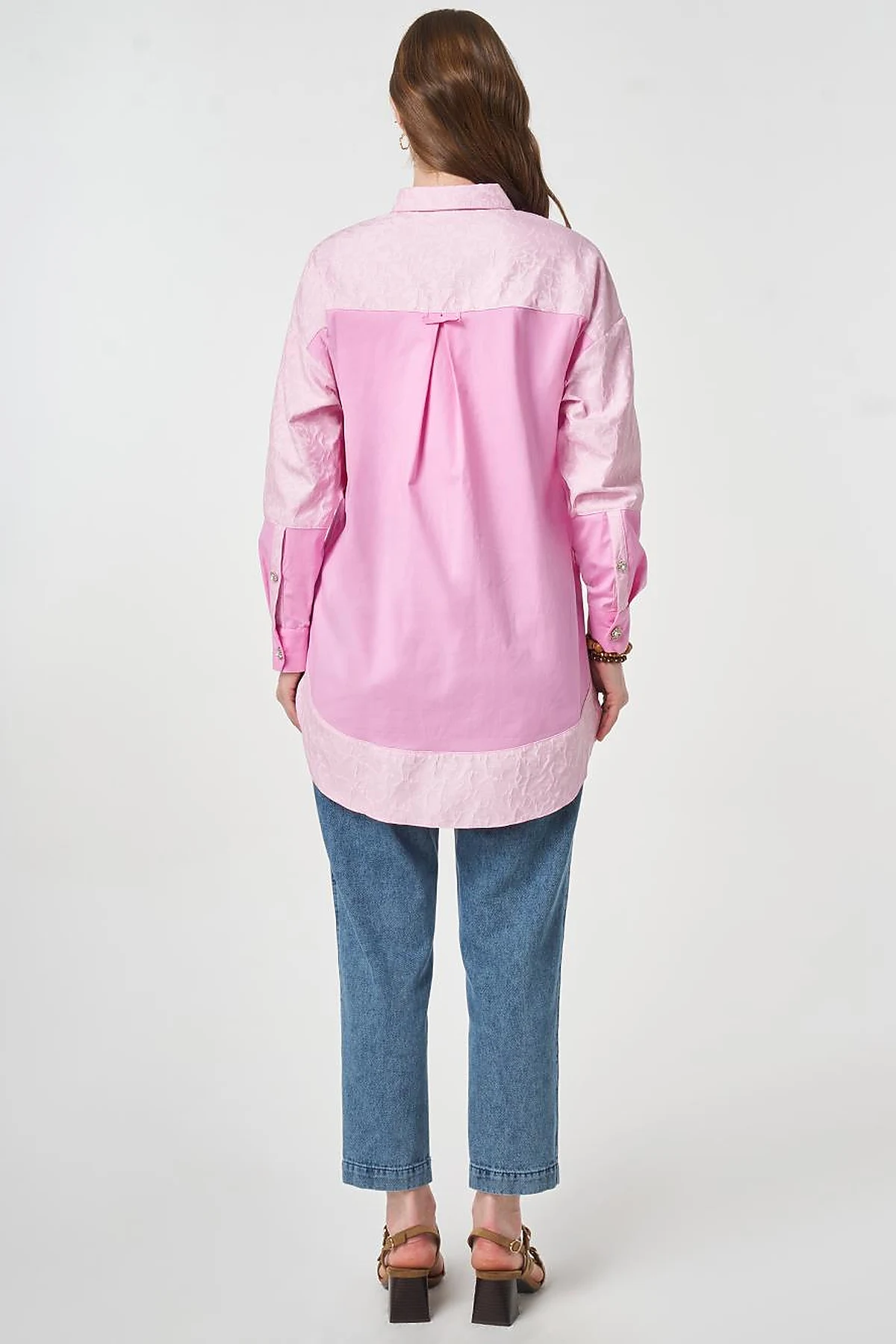 Fabric-Trimmed Cotton Tunic Candy Pink