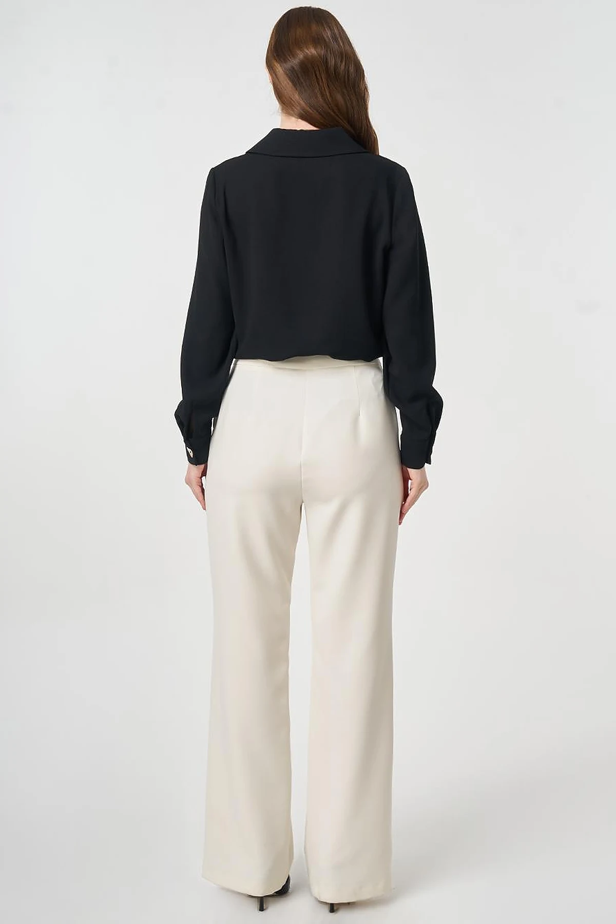 Pleat-Detail Fabric Pants Ecru