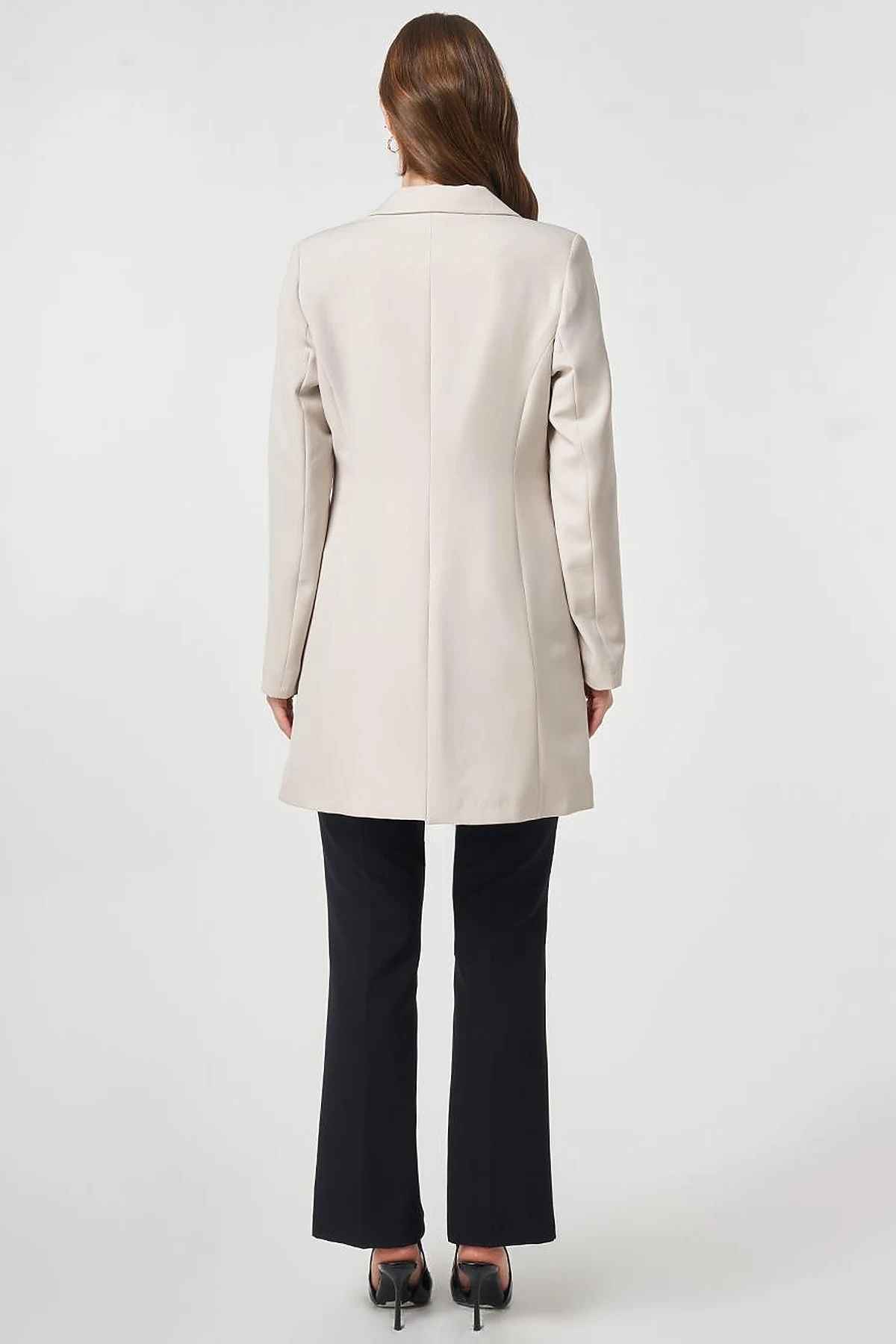 Single-Button Blazer Jacket Light Gray