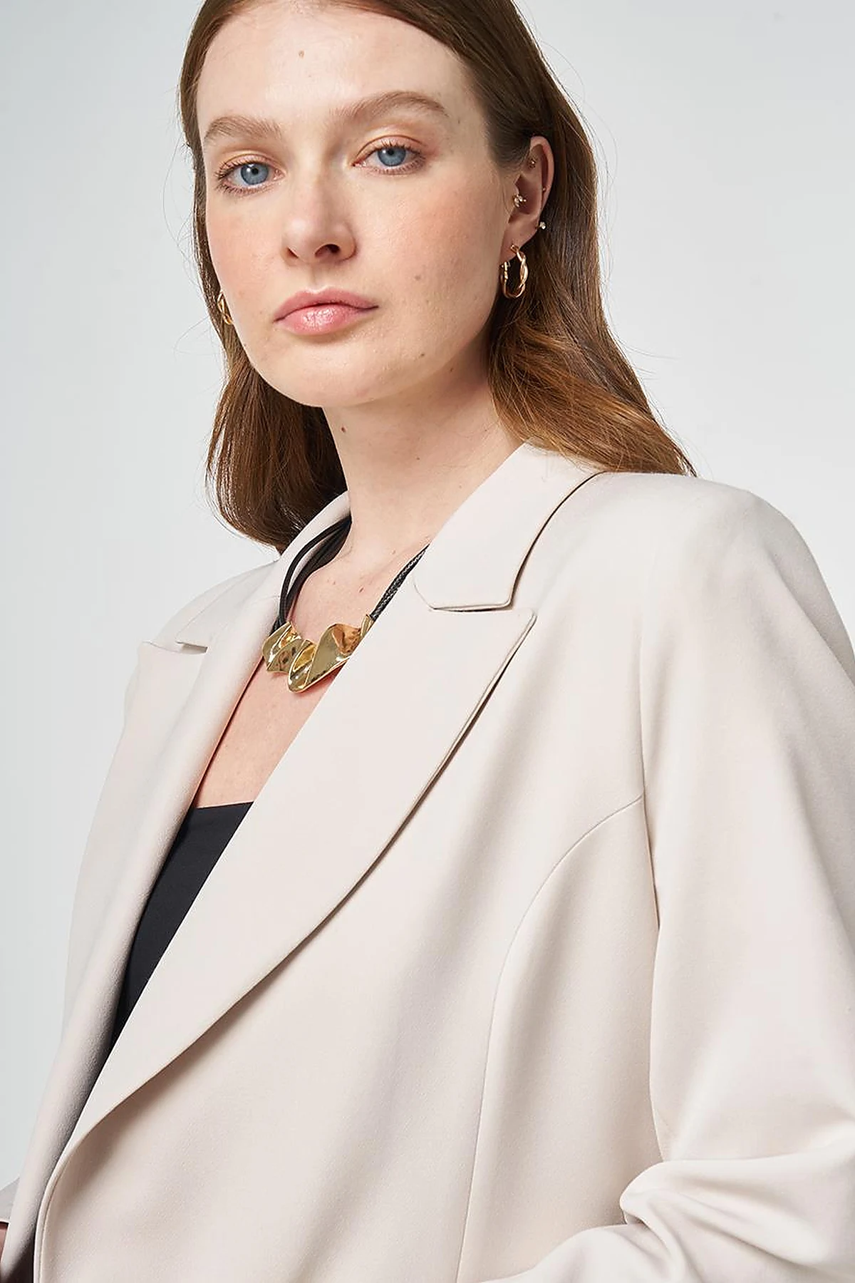 Single-Button Blazer Jacket Light Gray