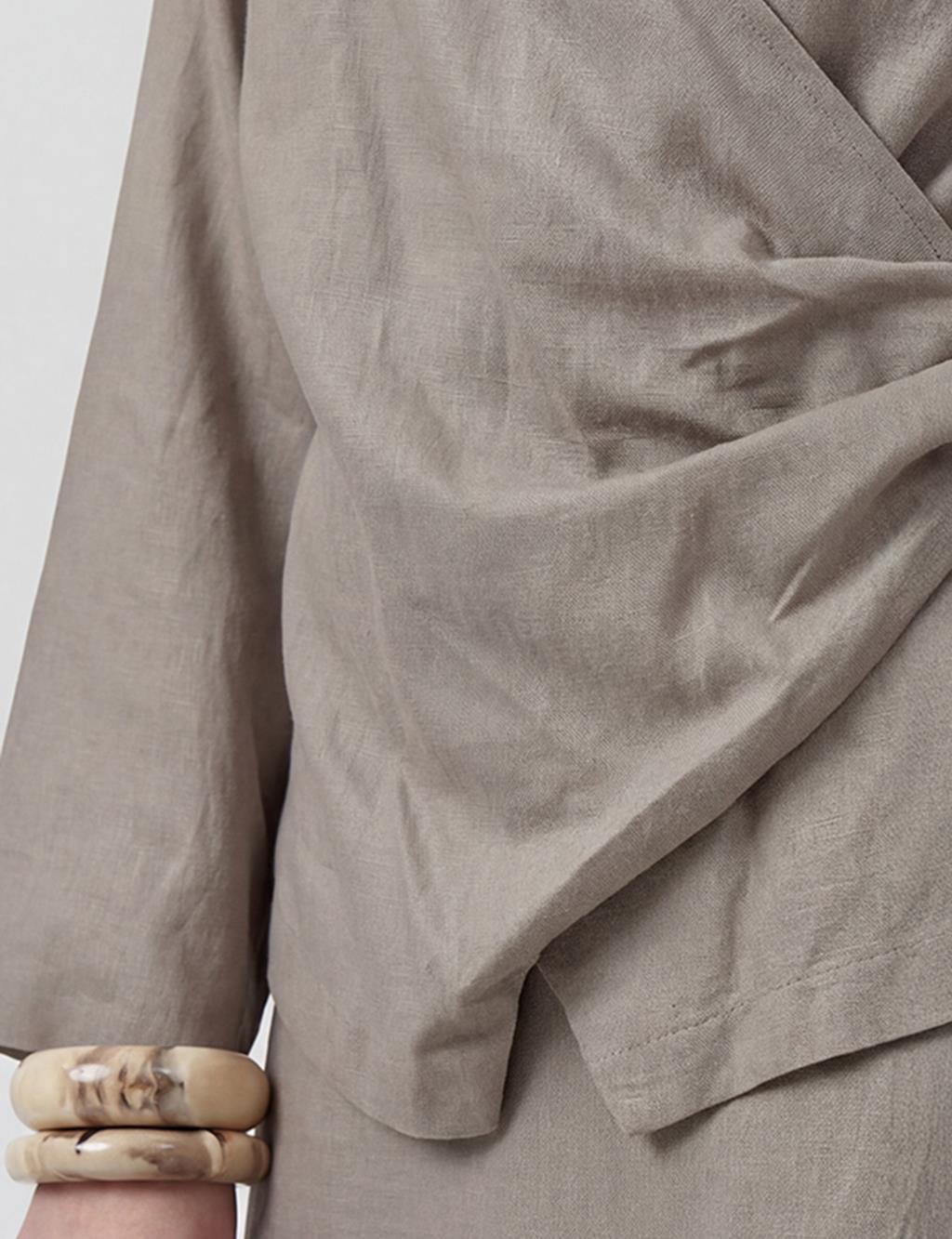 Linen Lyocell Skirt Two-Piece Set Dark Mink