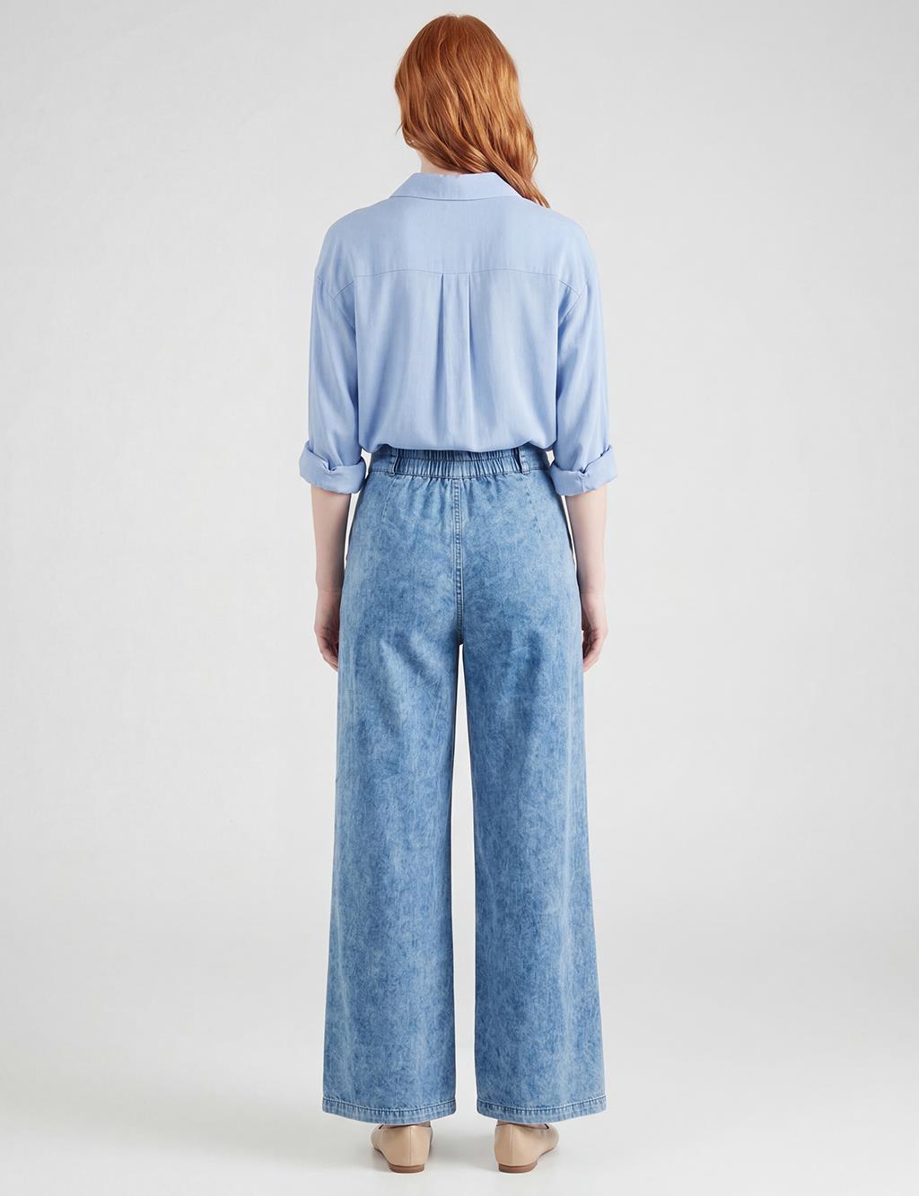 Washed Stitch Denim Trousers Blue