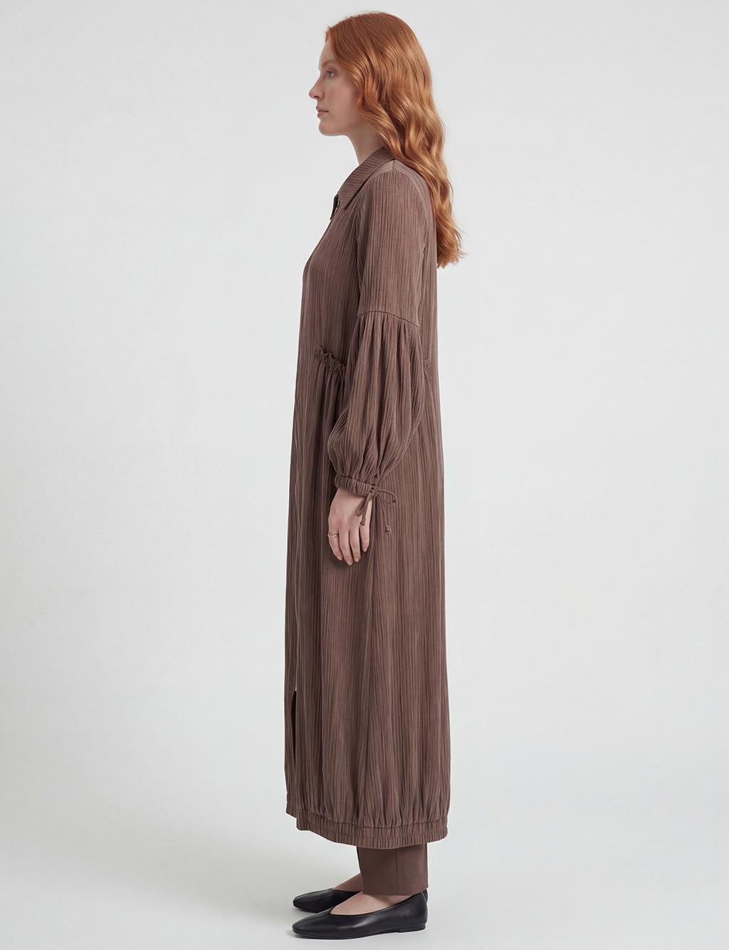 Fırfır Detaylı Lyocell Viskon Giy Çık Çikolata