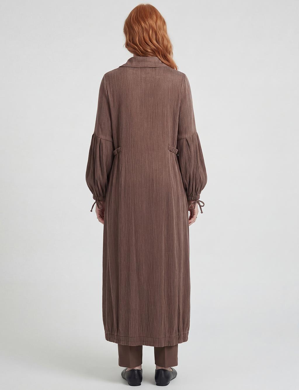 Fırfır Detaylı Lyocell Viskon Giy Çık Çikolata