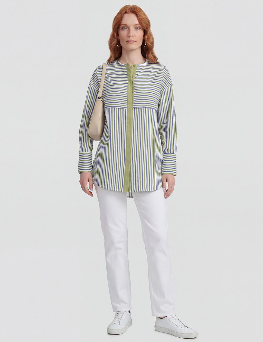 Dropped Shoulder Viscose Tunic Matcha Green