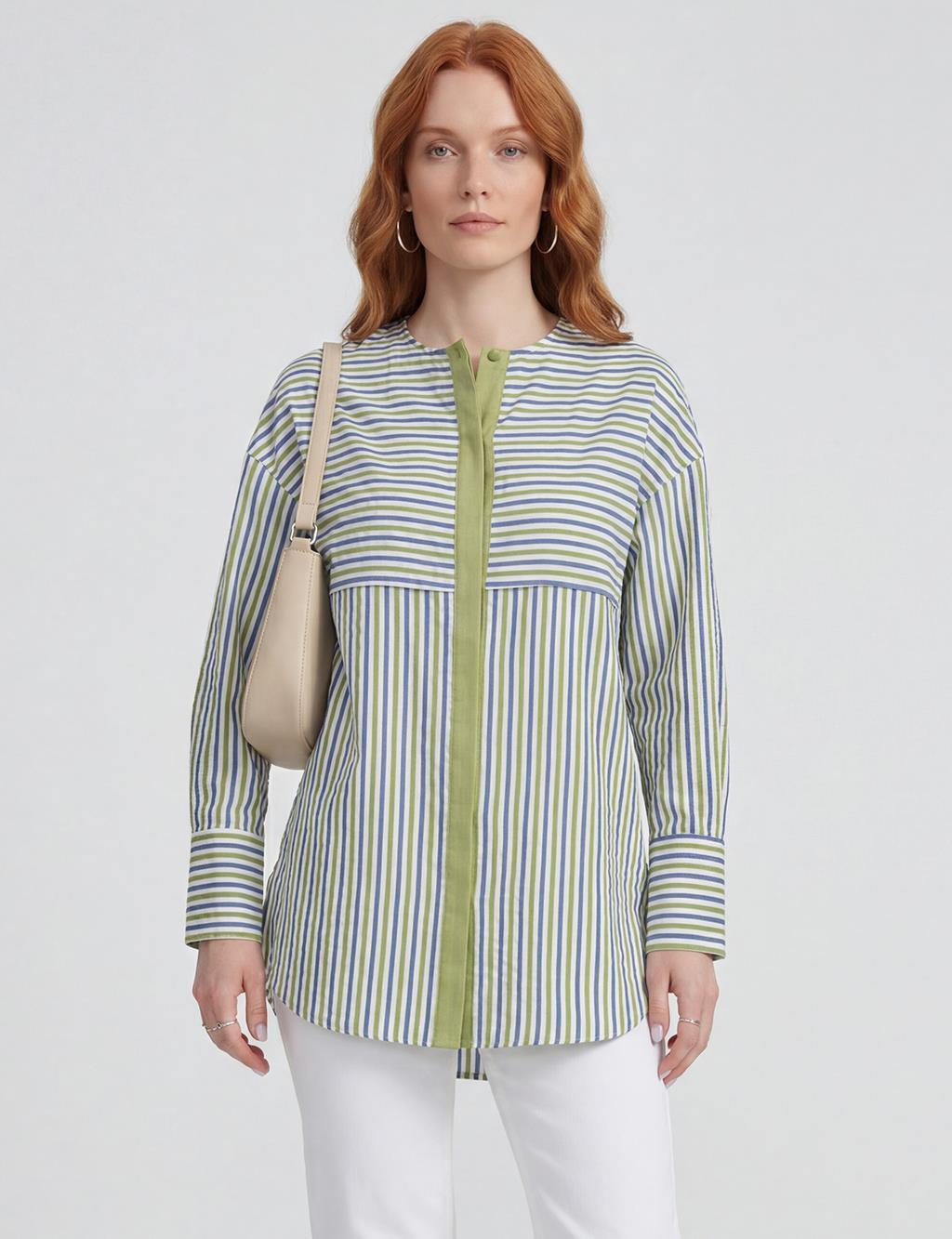 Dropped Shoulder Viscose Tunic Matcha Green