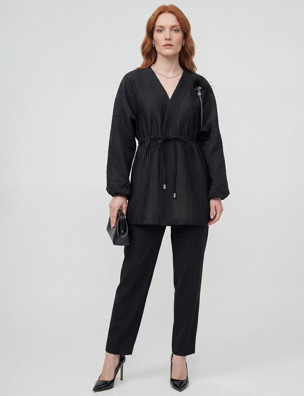 Jakarlı Ceket Siyah