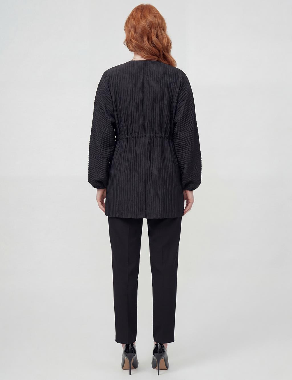 Jakarlı Ceket Siyah