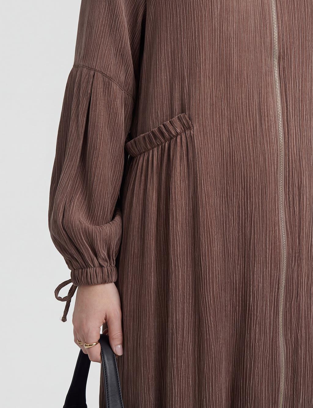 Fırfır Detaylı Lyocell Viskon Giy Çık Çikolata