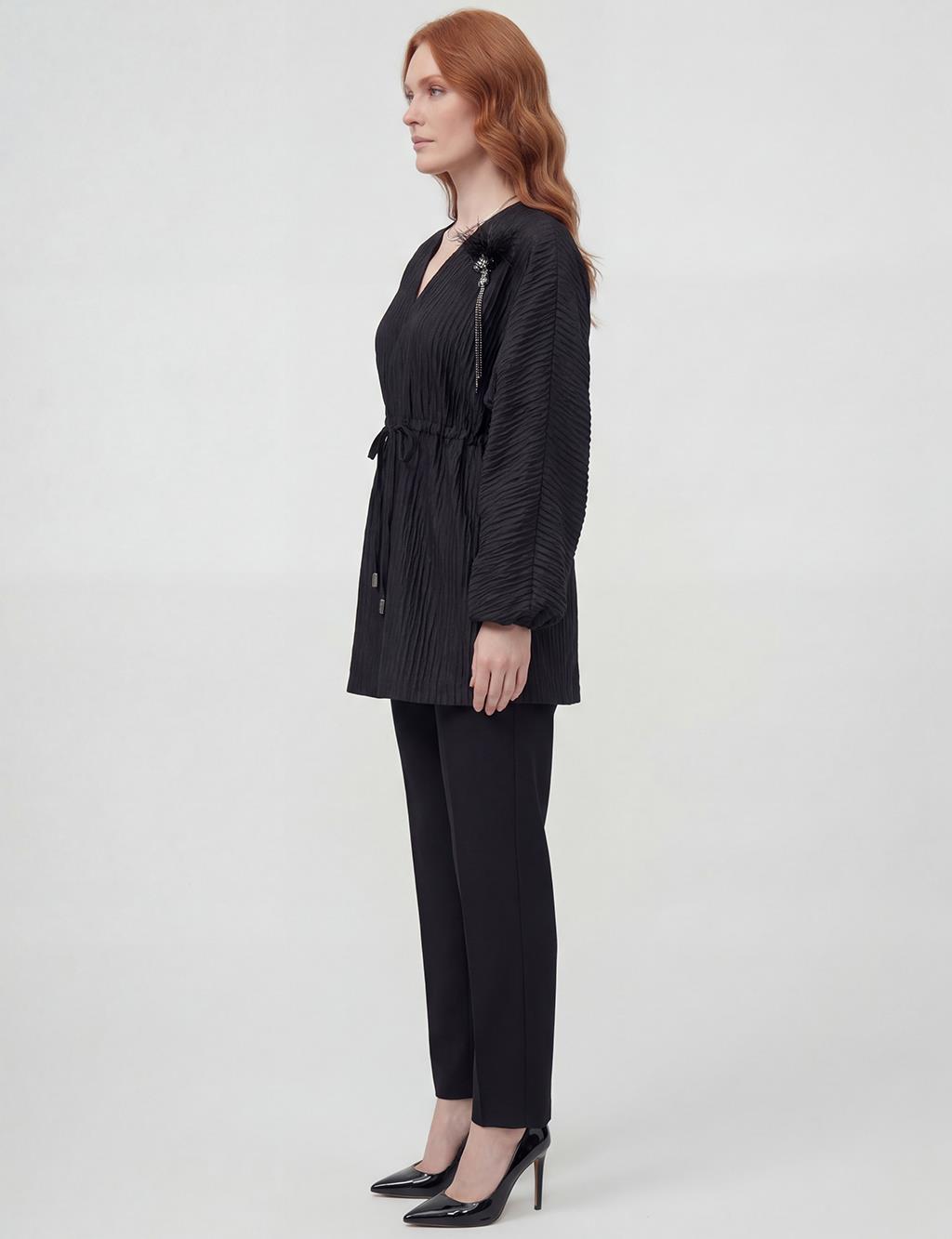 Jakarlı Ceket Siyah