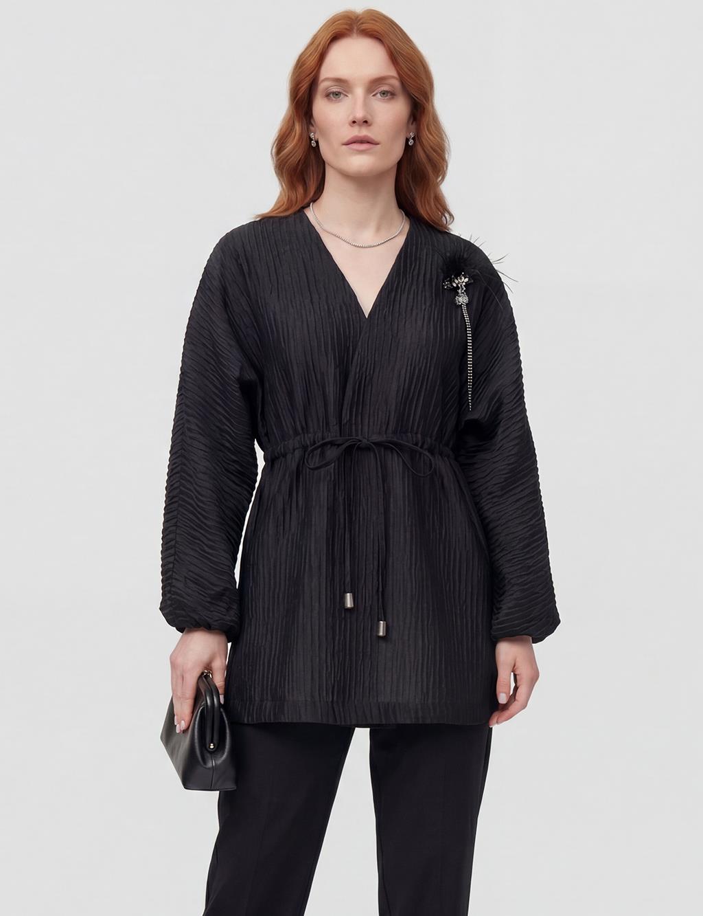 Jakarlı Ceket Siyah