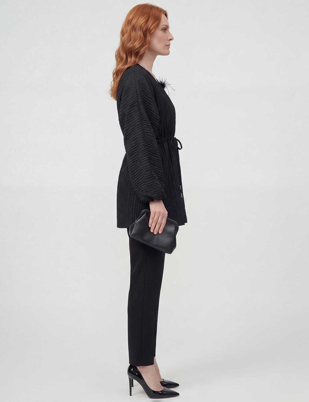 Jakarlı Ceket Siyah