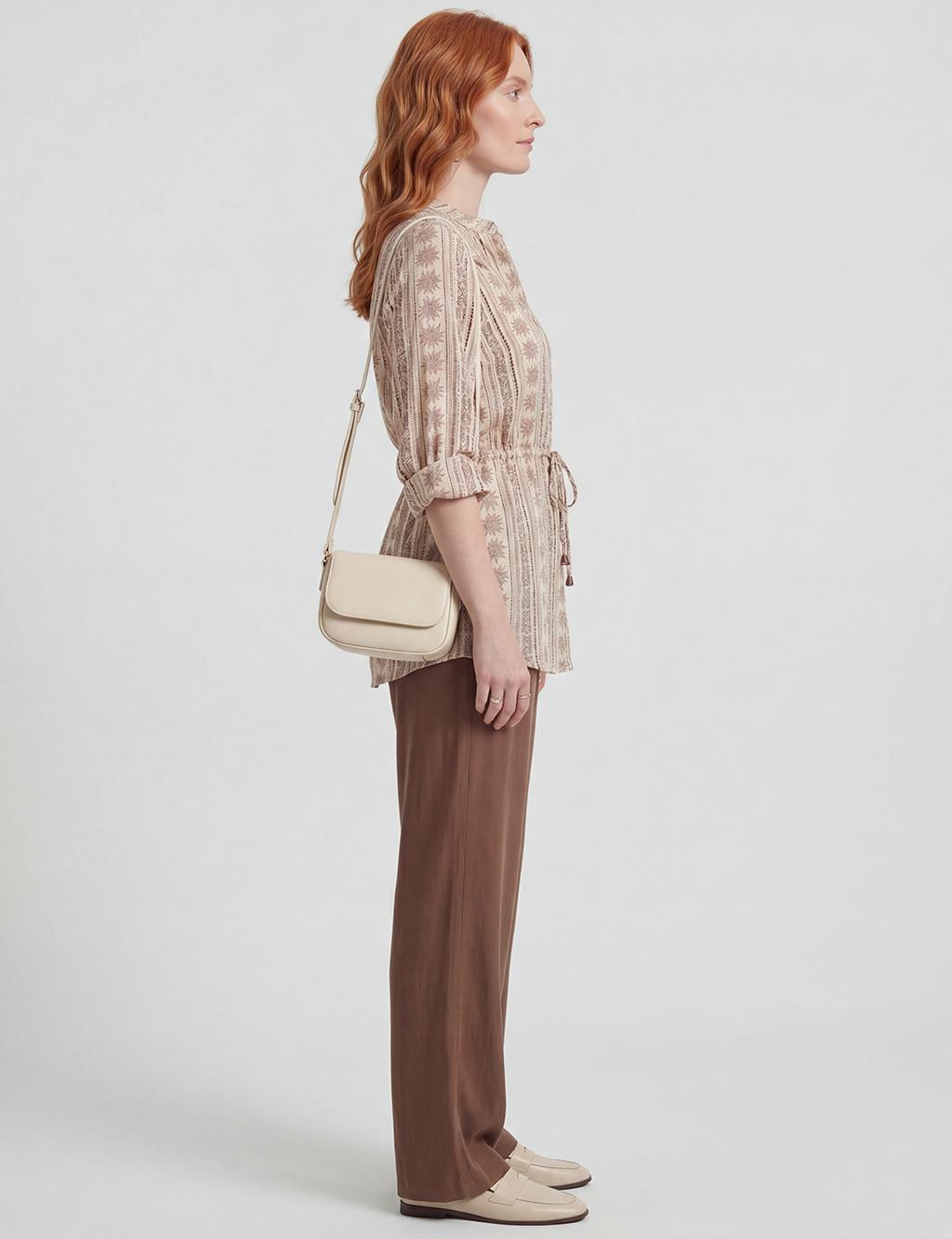 Patterned Viscose Blouse Brown