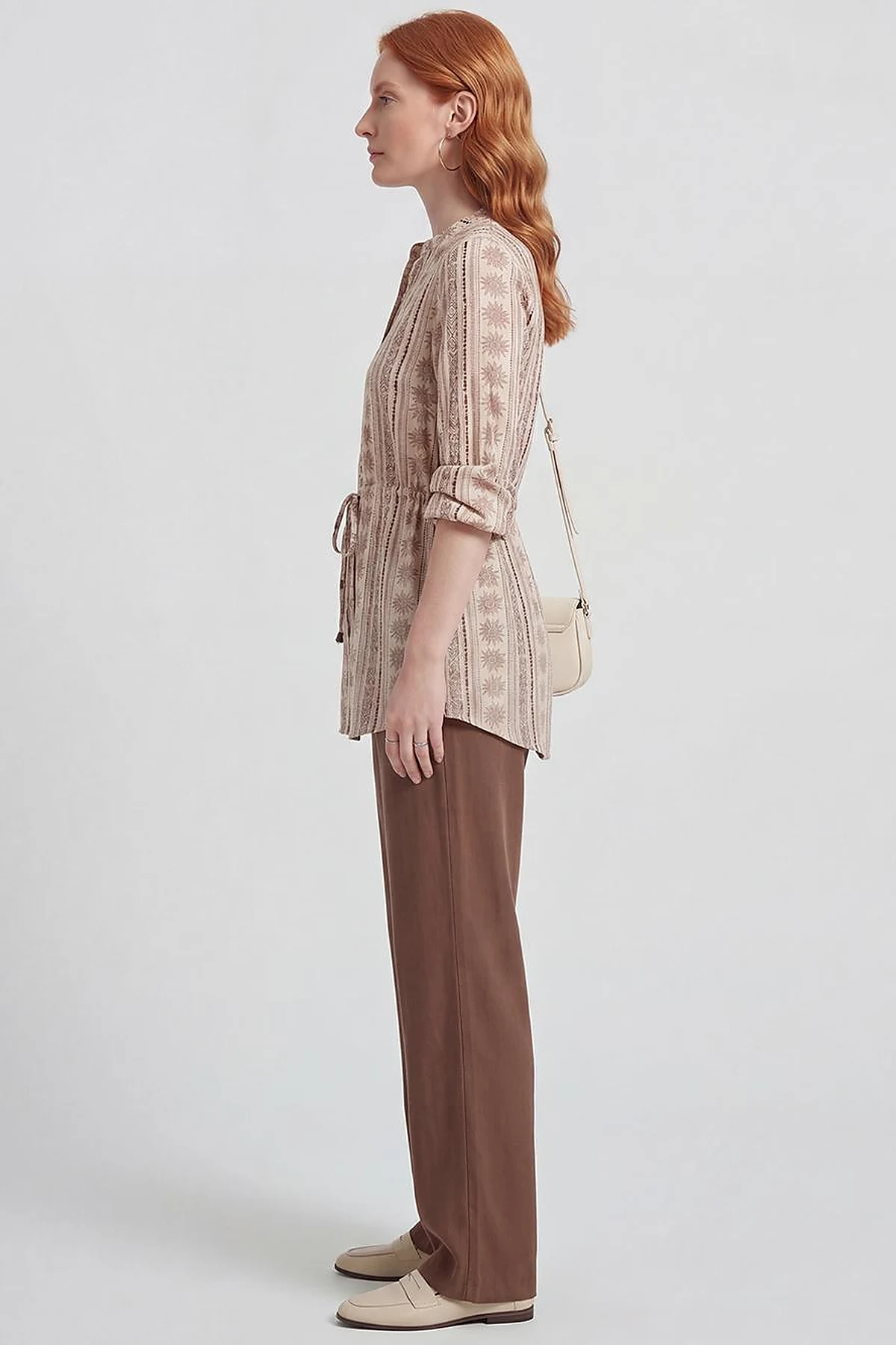 Patterned Viscose Blouse Brown