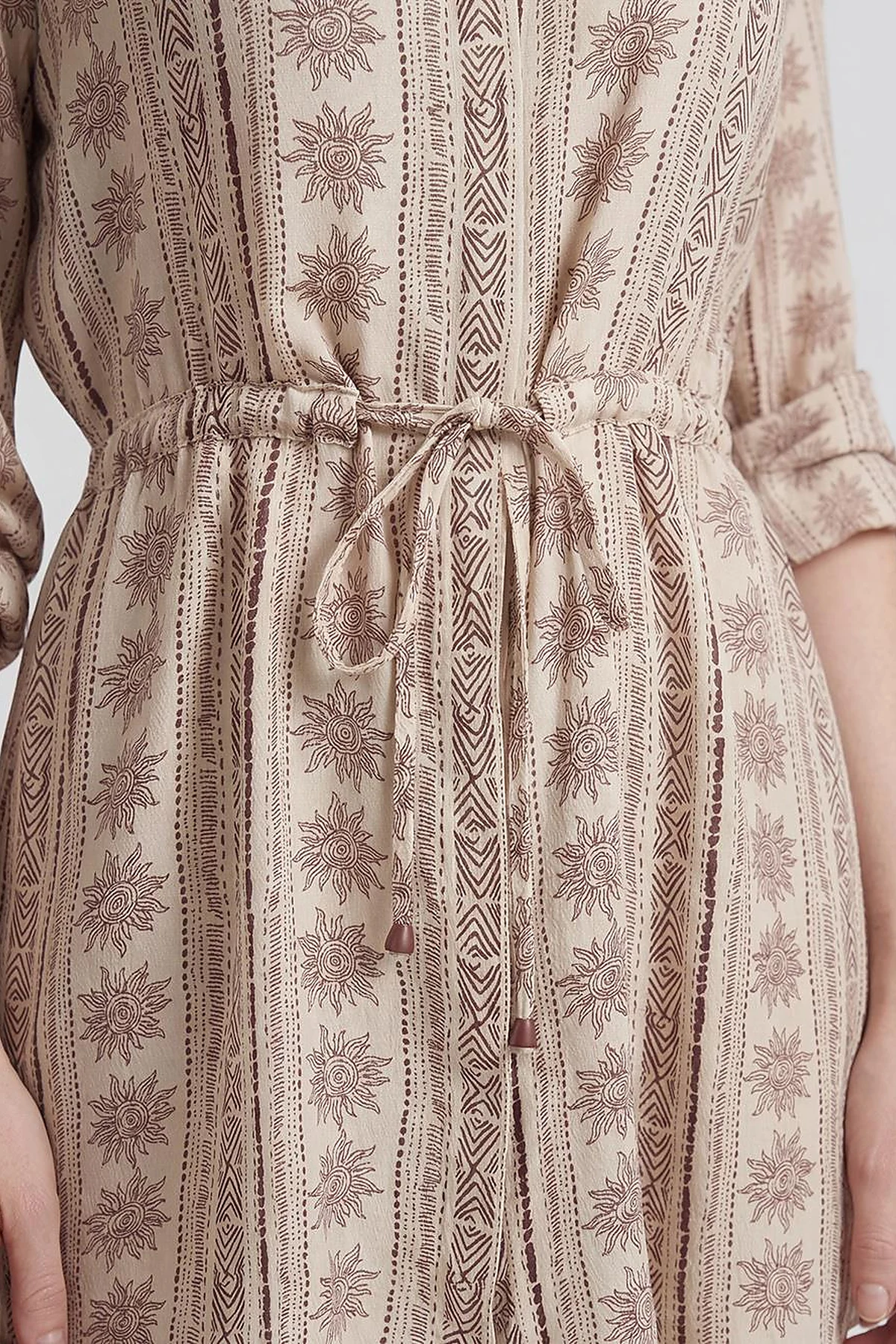 Patterned Viscose Blouse Brown