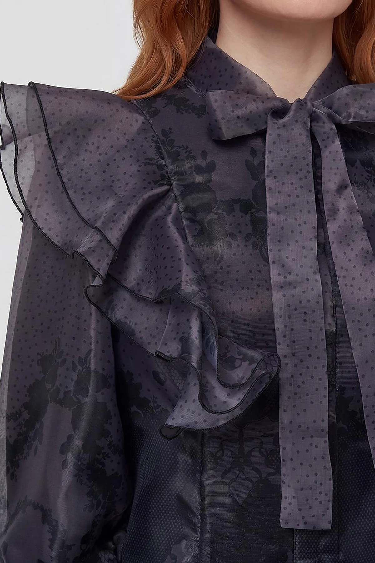 Şal Yaka Organze Takım Siyah
