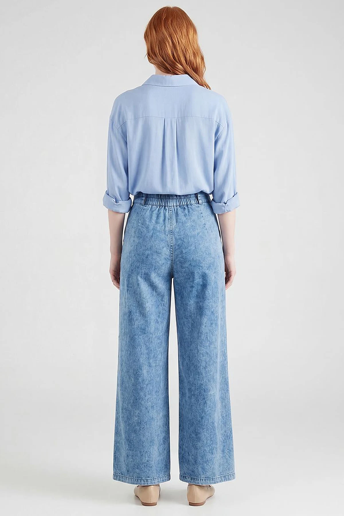 Washed Stitch Denim Trousers Blue