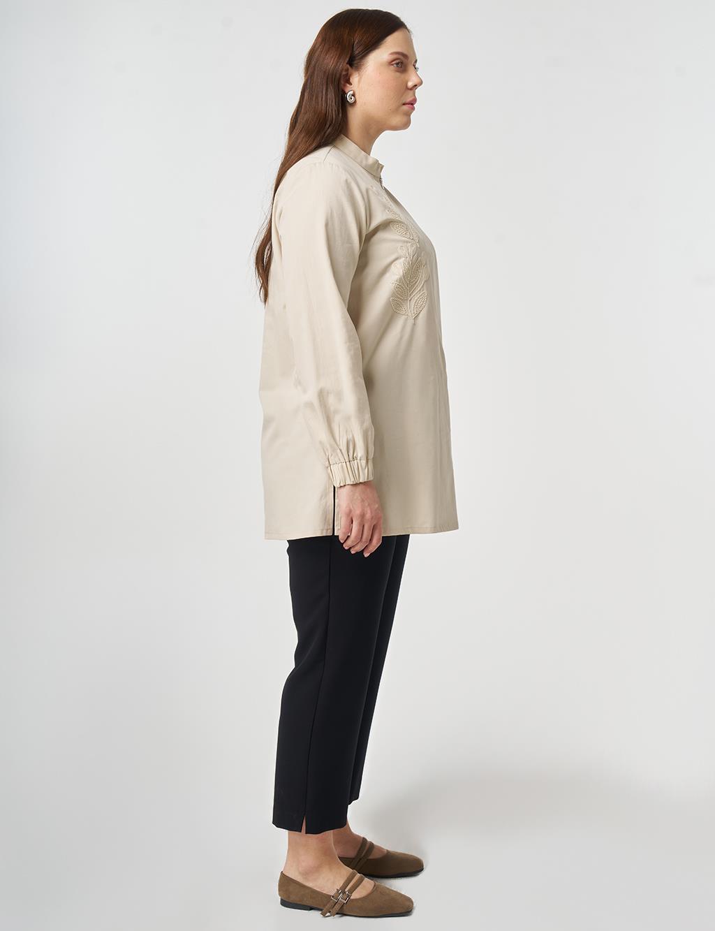 100% Cotton Embroidered Tunic Cream