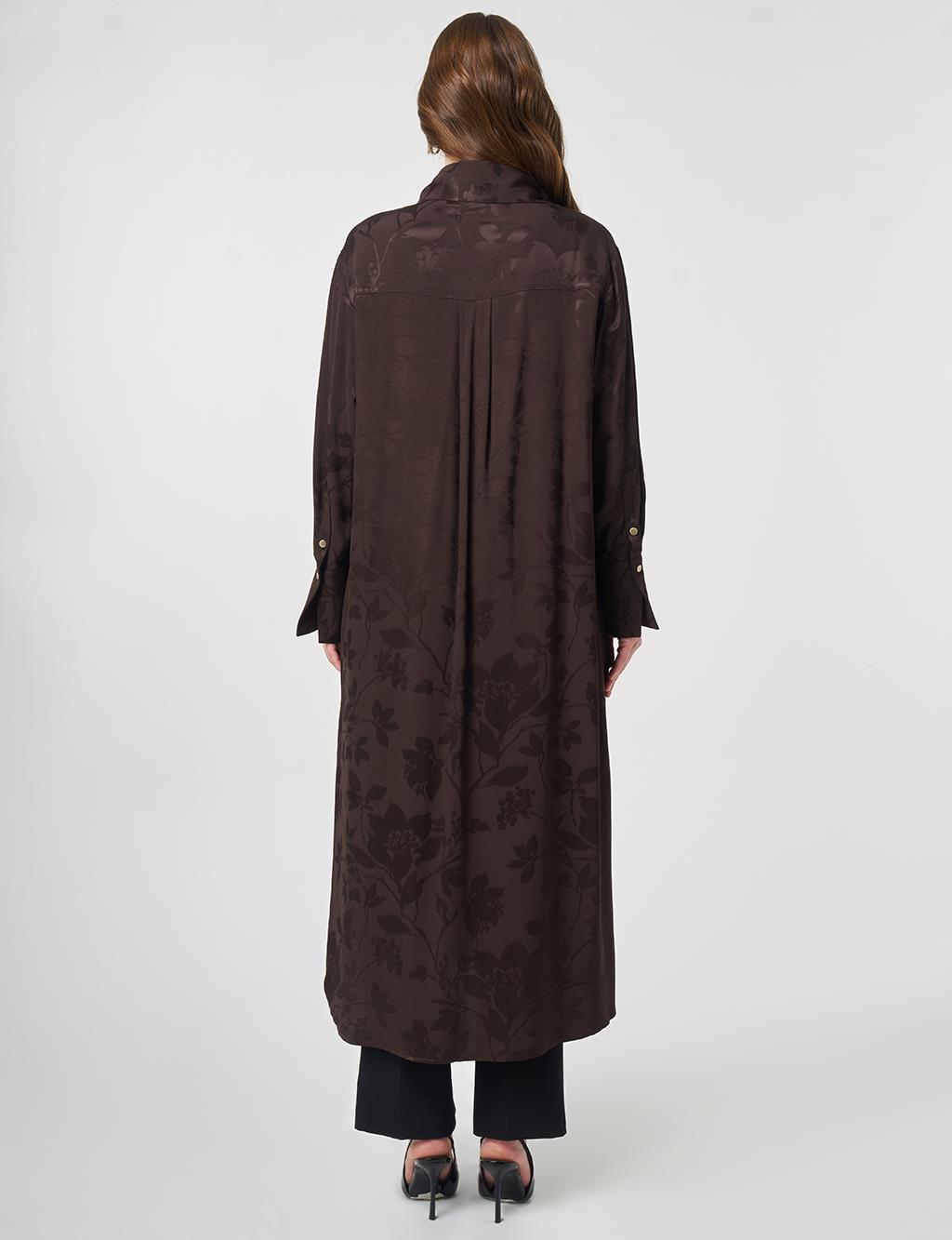 Şal Yaka Viskon Tunik Koyu Kahve