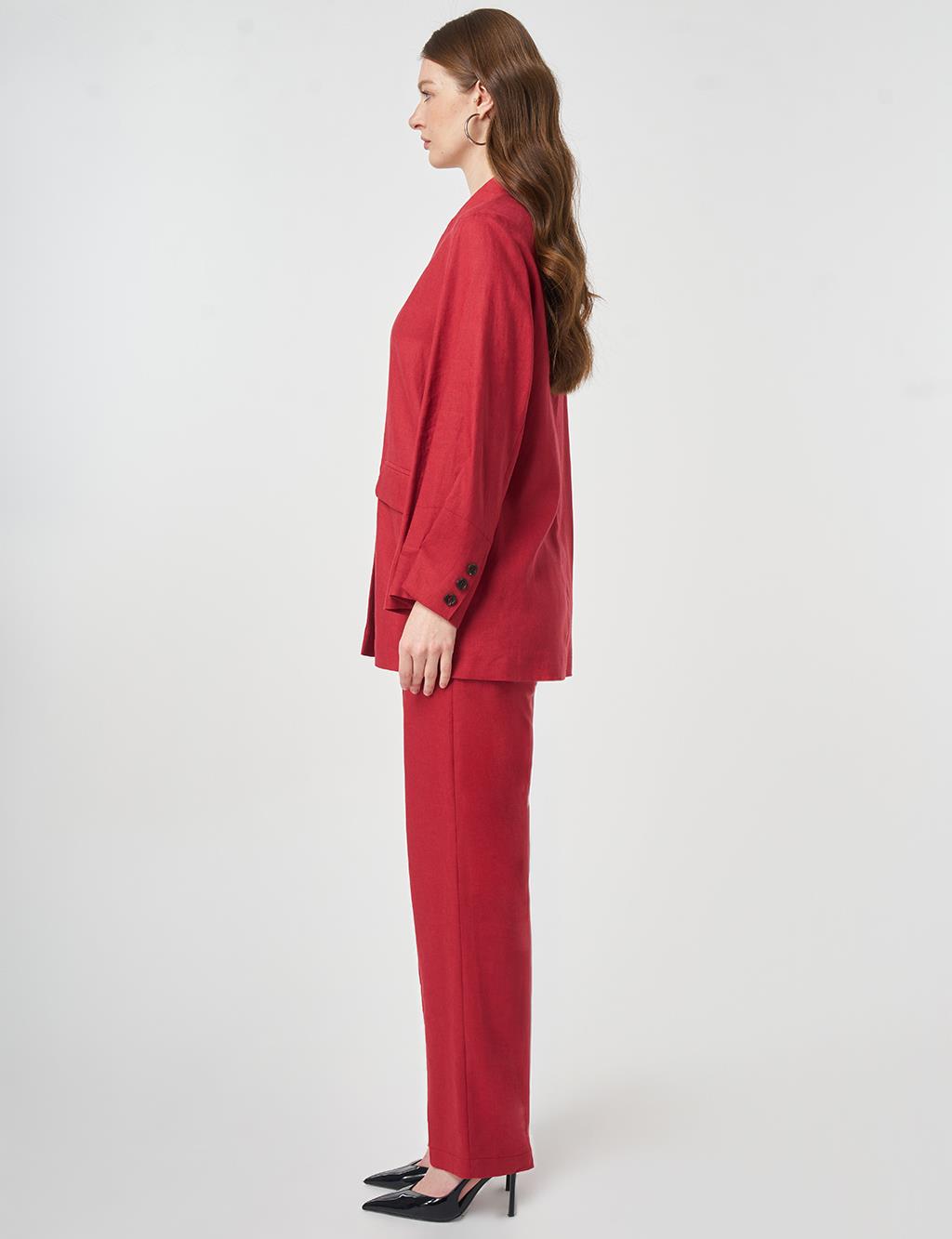 Kapak Cepli Lyocell Keten İkili Takım Yakut