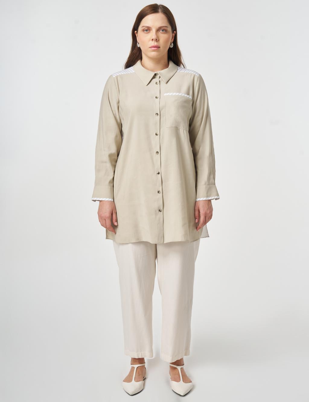 Fabric Trimmed Modal Tunic Moss Green