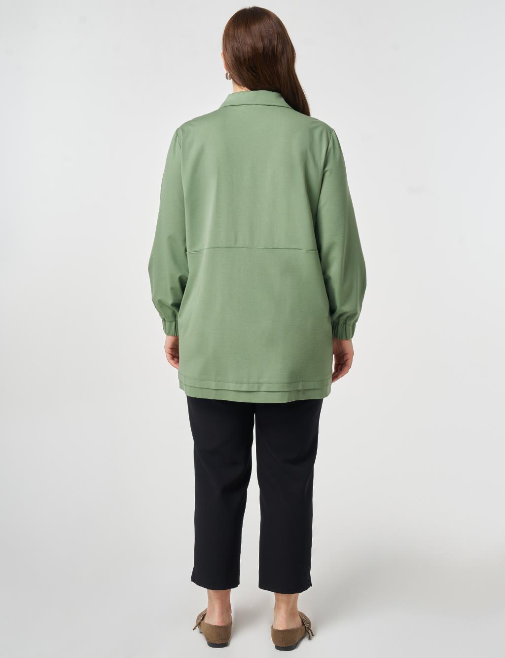 Zipper Closure Rayon Tunic Moss Green