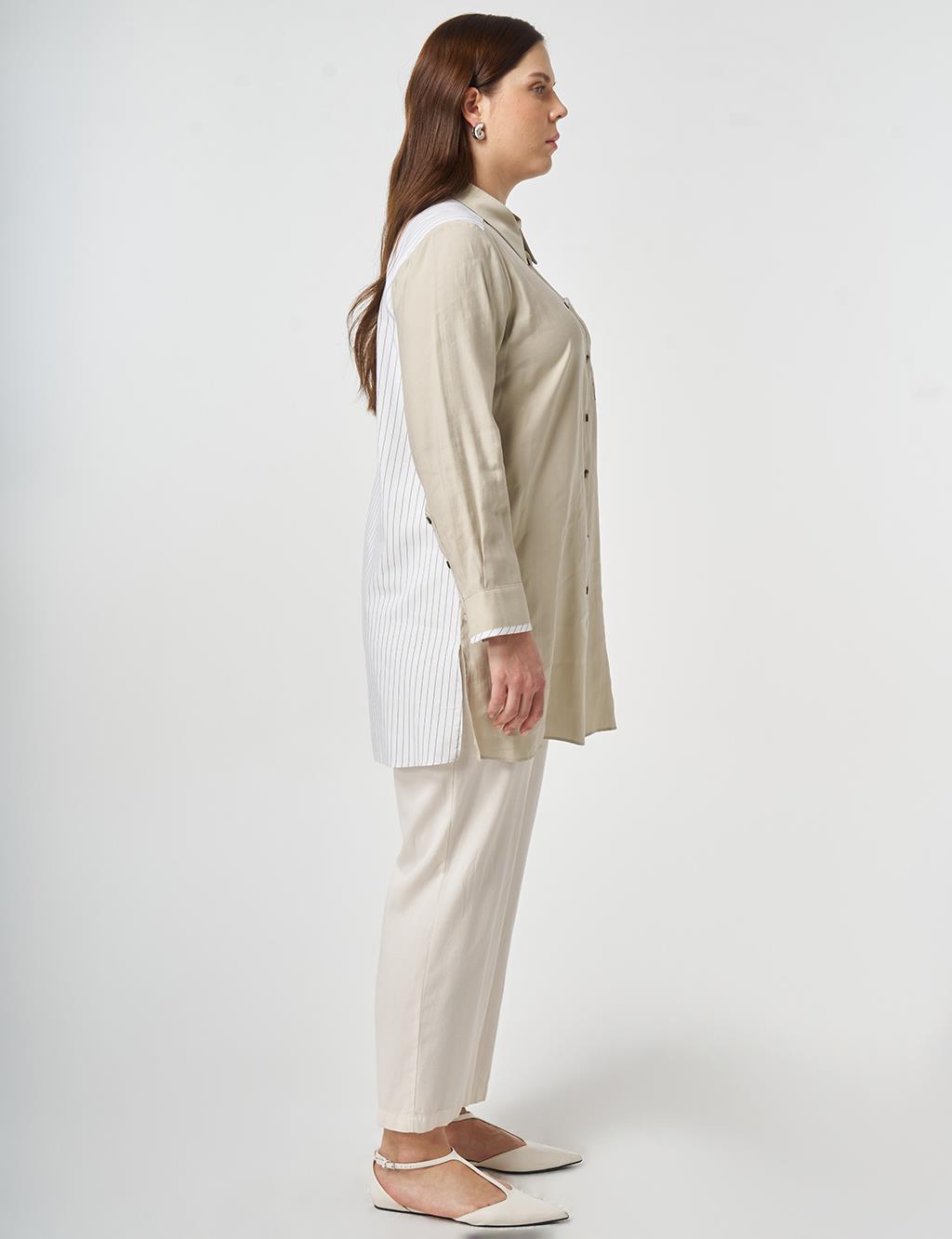 Fabric Trimmed Modal Tunic Moss Green