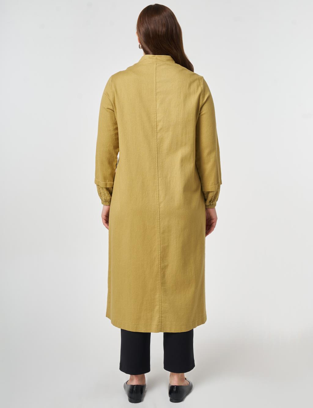 Hakim Yaka Non Denim Kap Yağ Yeşili