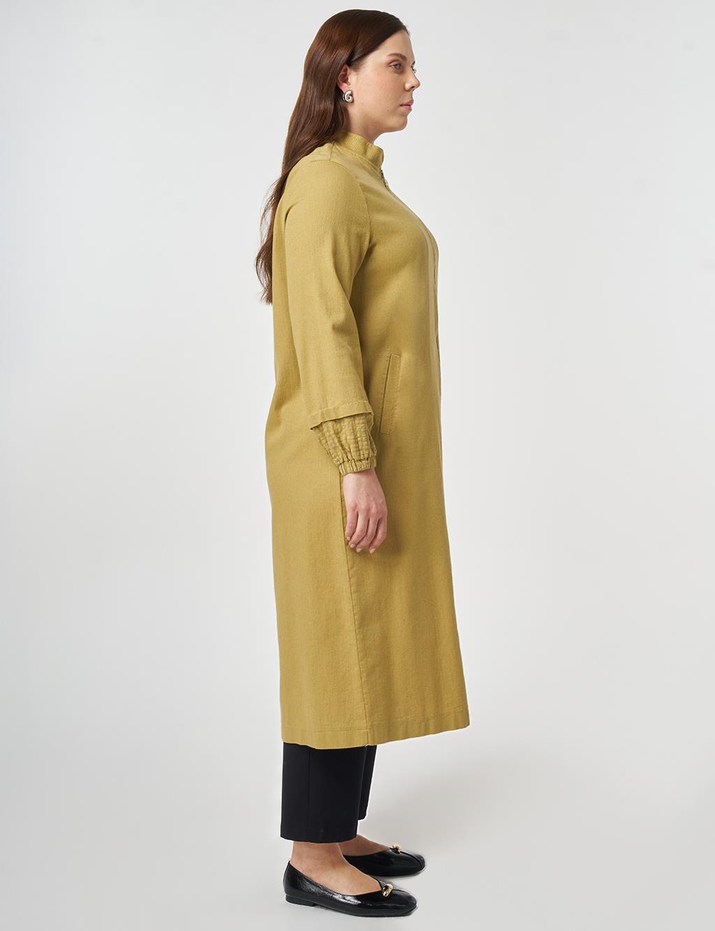 Hakim Yaka Non Denim Kap Yağ Yeşili