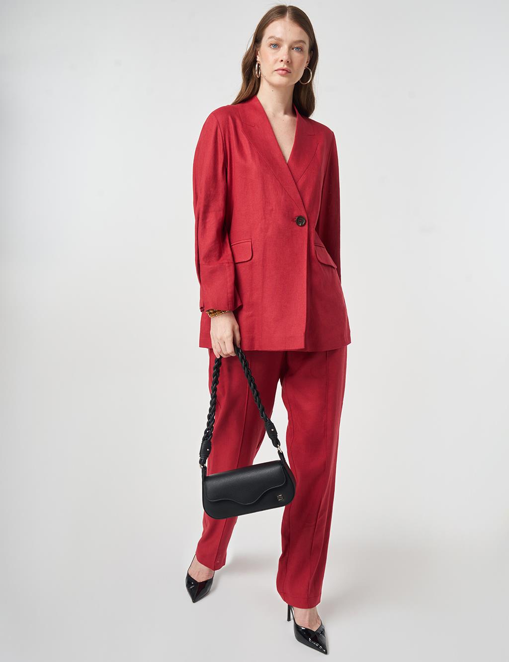 Kapak Cepli Lyocell Keten İkili Takım Yakut