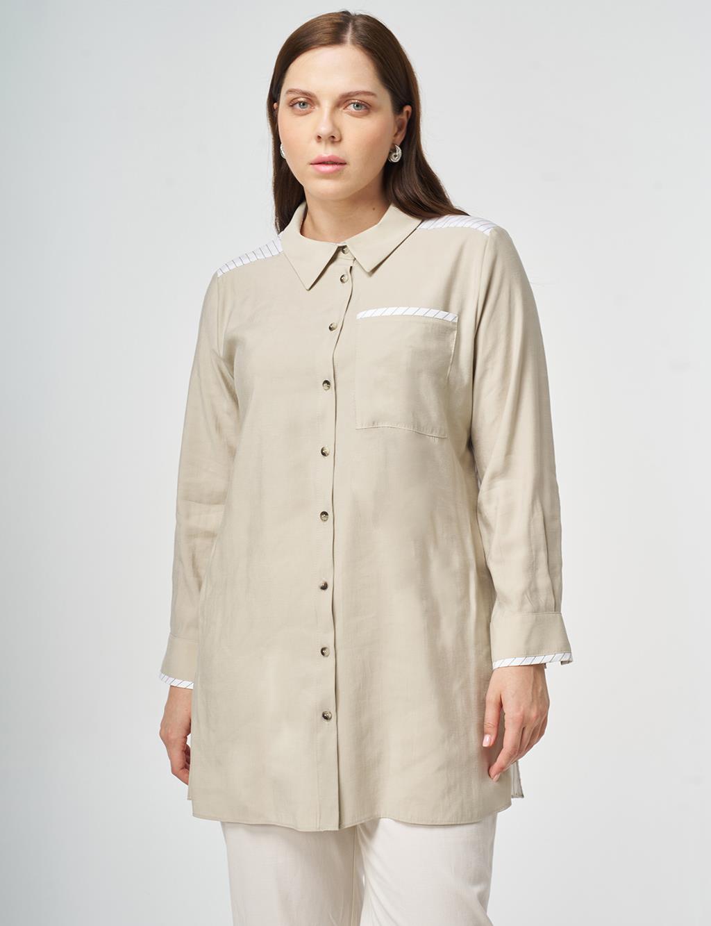 Fabric Trimmed Modal Tunic Moss Green