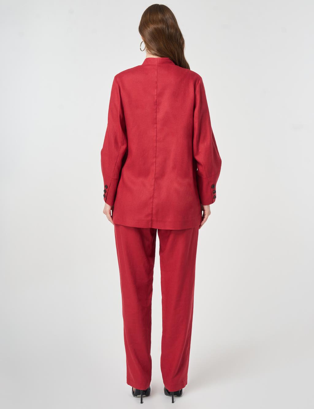 Kapak Cepli Lyocell Keten İkili Takım Yakut