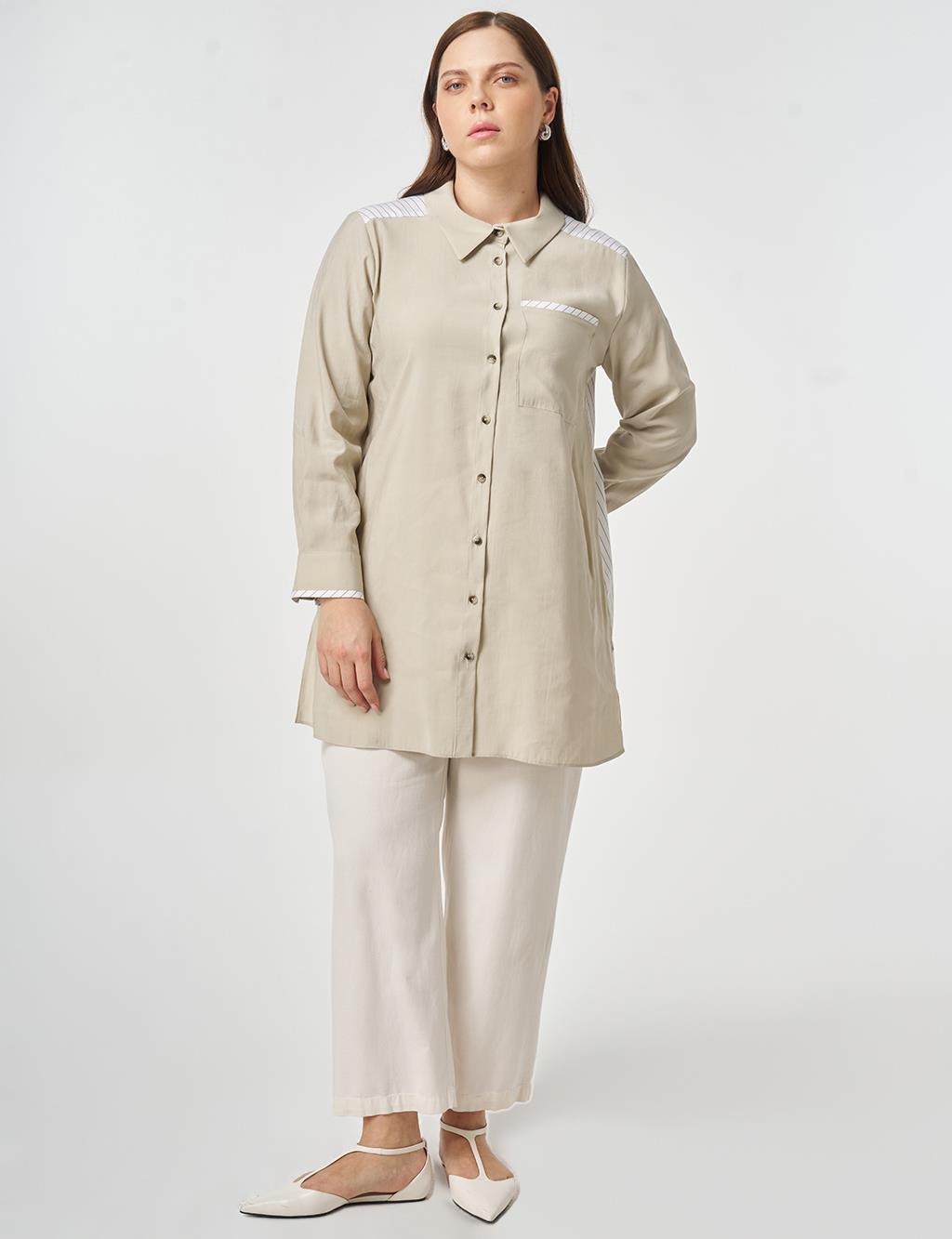 Fabric Trimmed Modal Tunic Moss Green