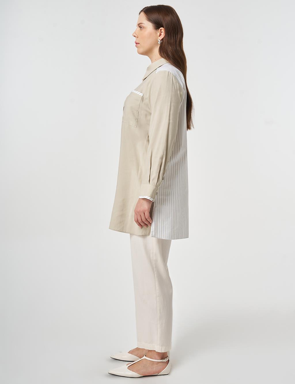 Fabric Trimmed Modal Tunic Moss Green